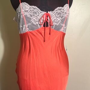 By Anthropologie Coral Sexy Lingerie Nightie with Lace Bodice Size Medium